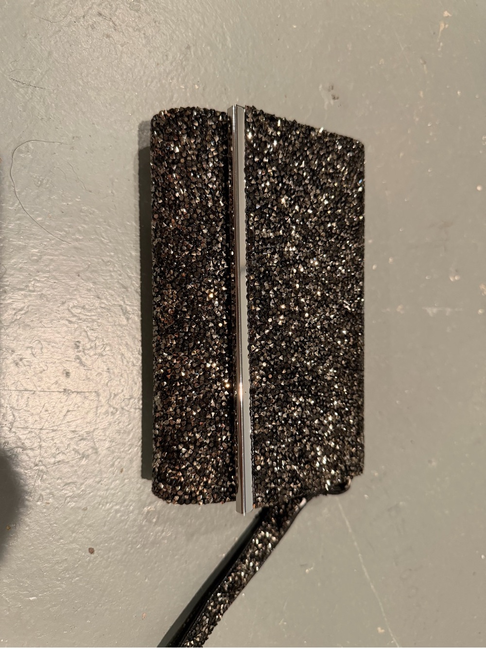 Black Glitter Evening Clutch - Sparkle Detail